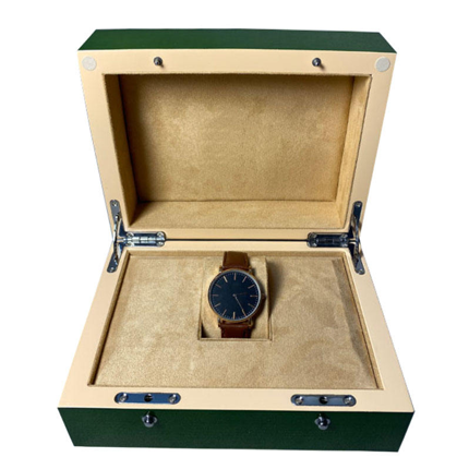 Elegant Green & Beige Single Watch Box