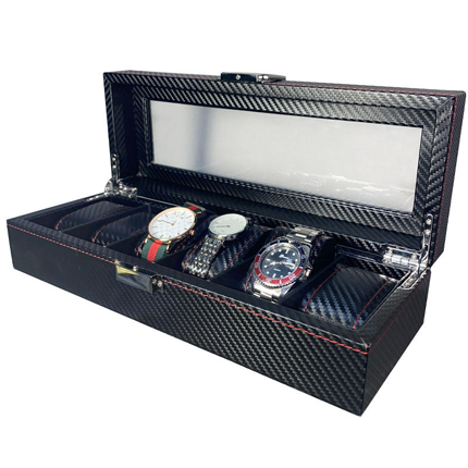 Carbon Fiber Watch Display Box for 6 Watches