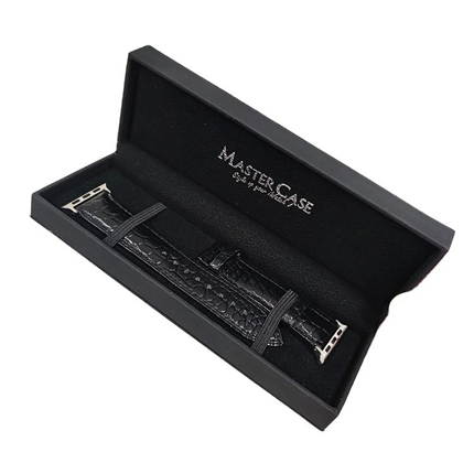 Premium Black Croco-Embossed Leather Watch Band & Presentation Box